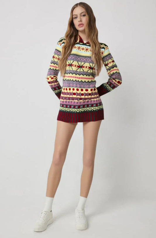 Damen-winterstrickkleid, langärmelig, mini – damen